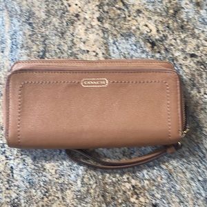 Womens tan Long Zip Around Coach wallet
